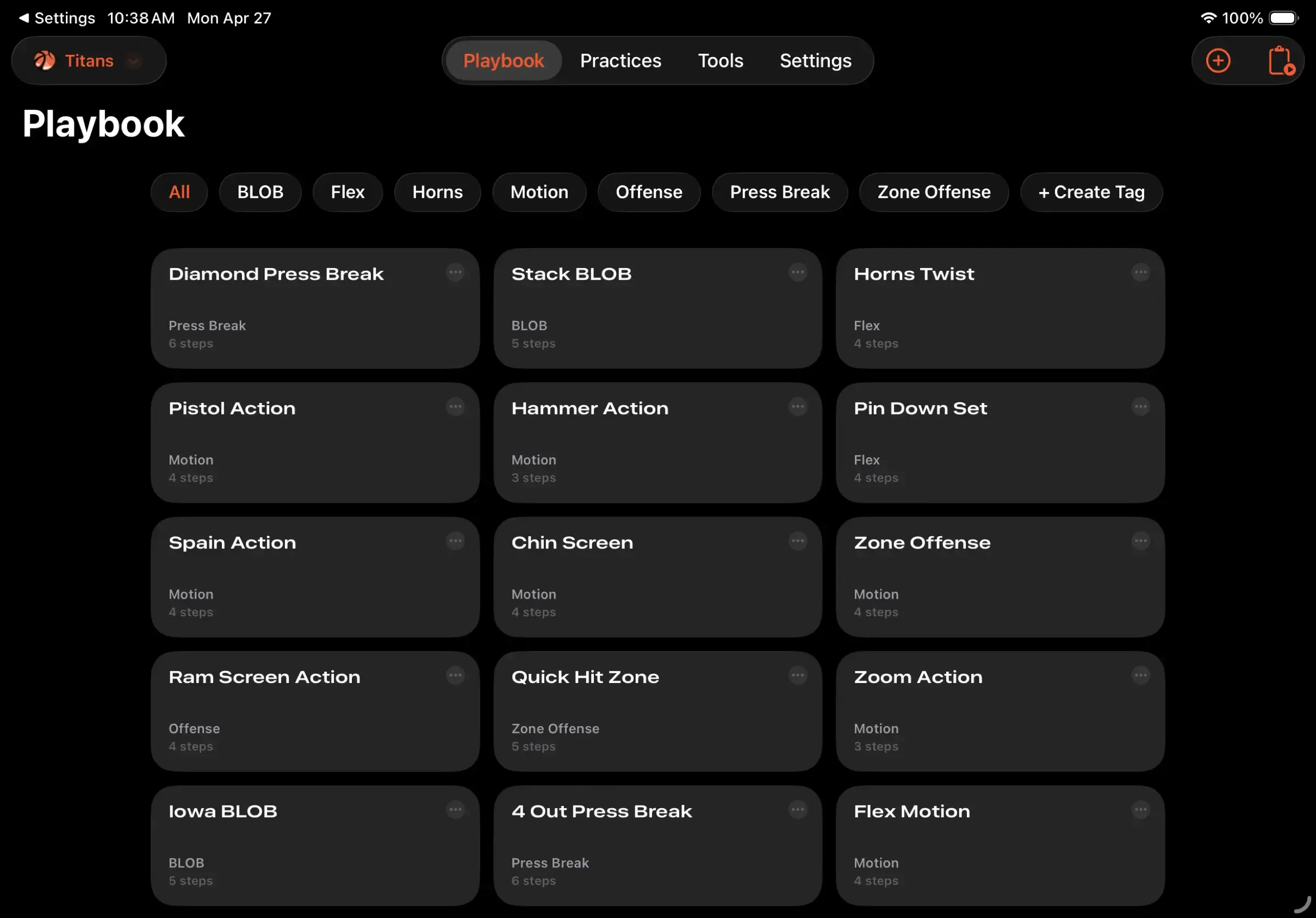 Elite Hoops team playbook screenshot