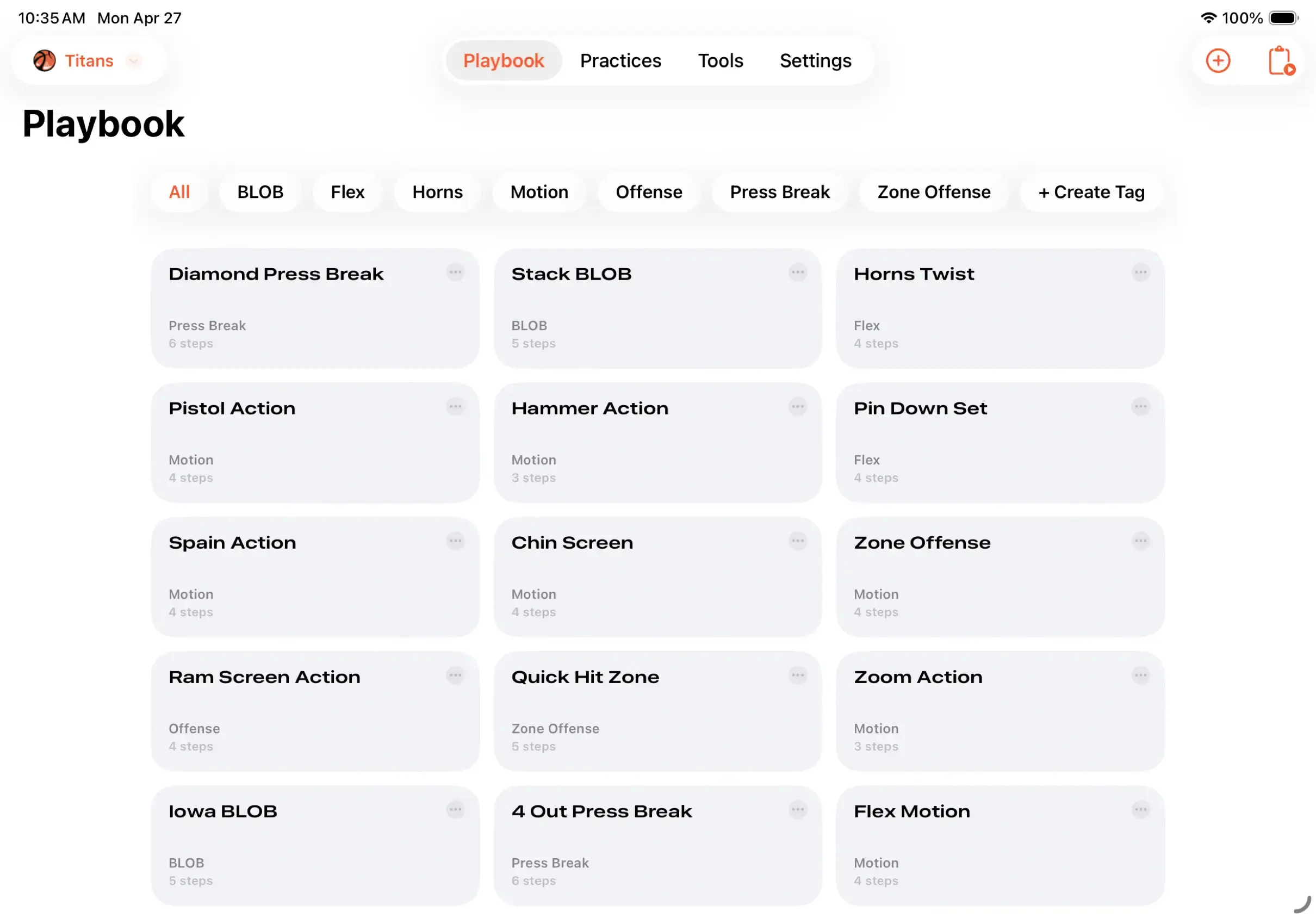 Elite Hoops team playbook screenshot