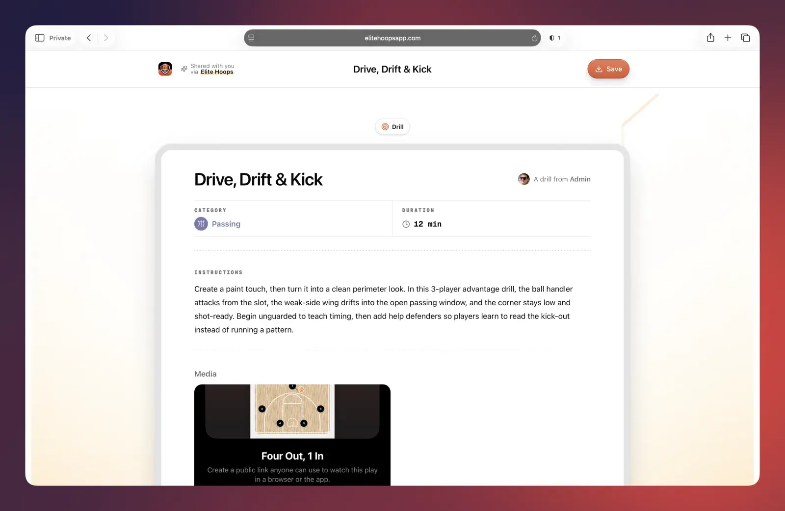 A shared drill in the browser with instructions and media.