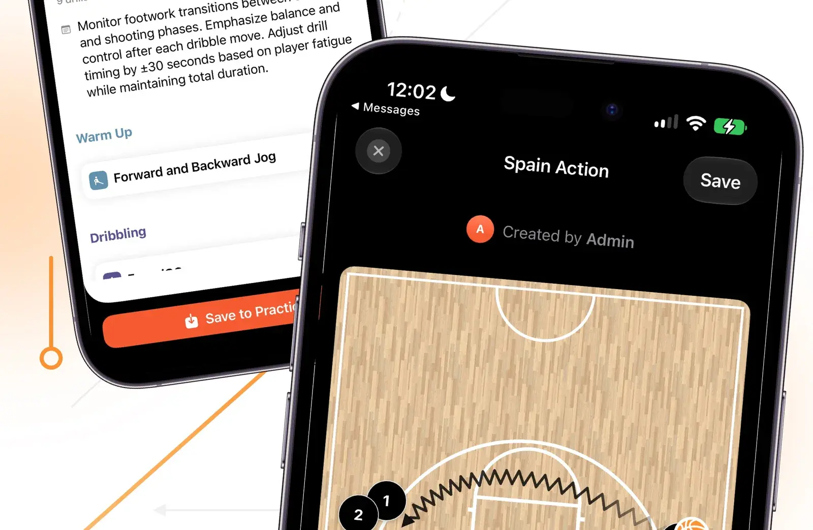 A shared play and practice opened on iPhone, ready to save.